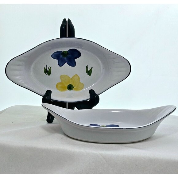 Maxam Italian Daisy Augratin Casserole Bowls 8.7" single portion Portugal set-2 - Picture 1 of 12
